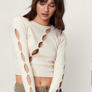 Nasty Gal ribbed long sleeve- cream